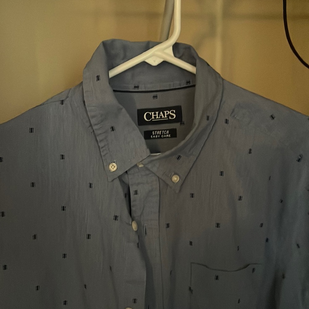 Blue Chaps dress shirt, size large, stretch easy care